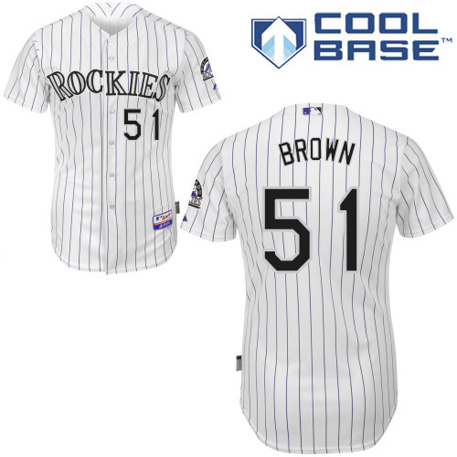 Brooks Brown #51 MLB Jersey-Colorado Rockies Men's Authentic Home White Cool Base Baseball Jersey